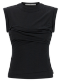 Alexander Wang Twisted Bust Layered Tank Top — Black