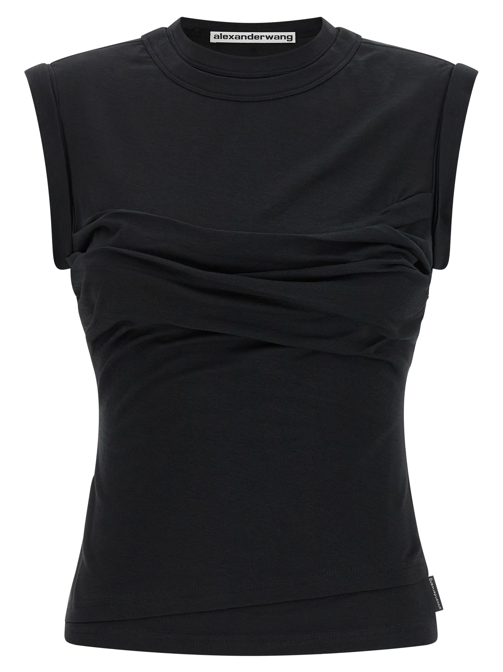 Alexander Wang Twisted Bust Layered Tank Top — Black