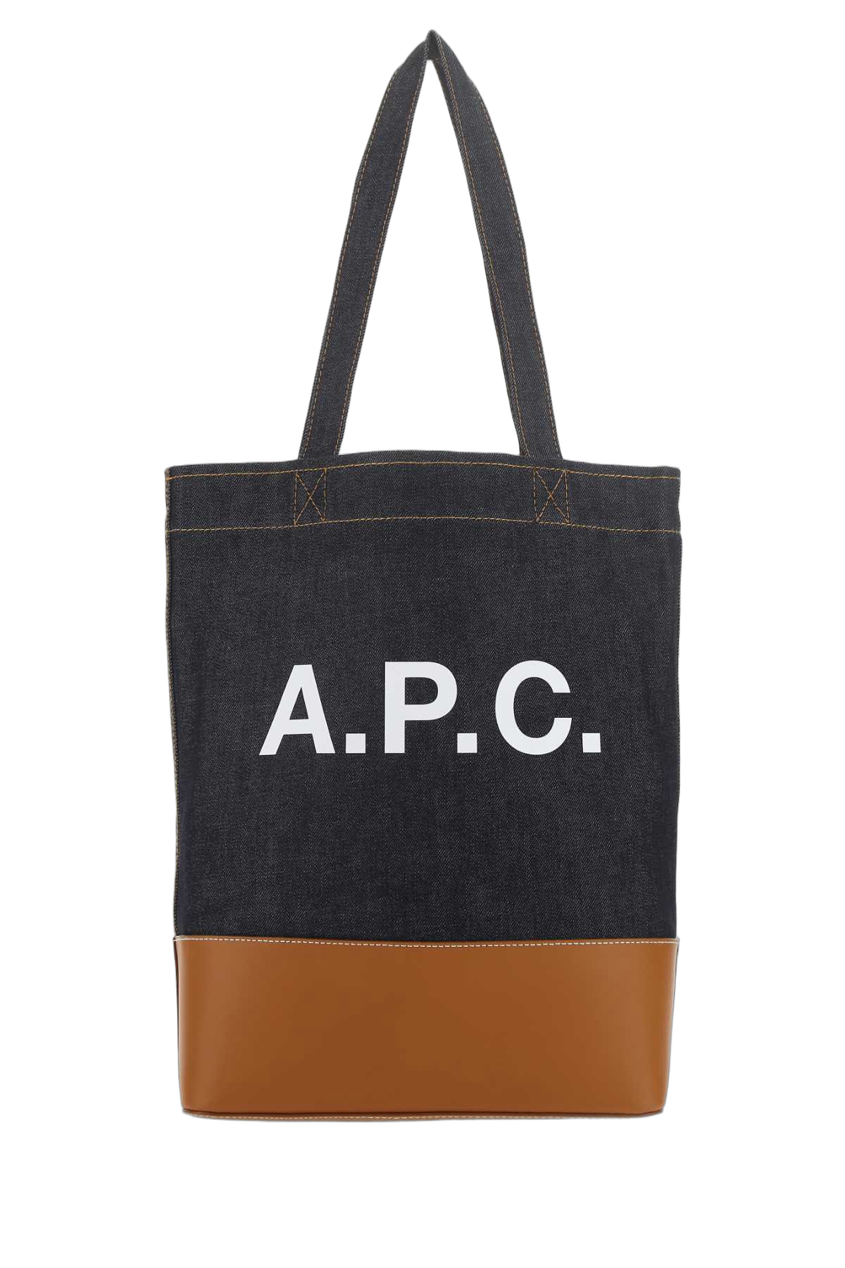 A.P.C. Logo-Embroidered Denim Tote Bag — Navy