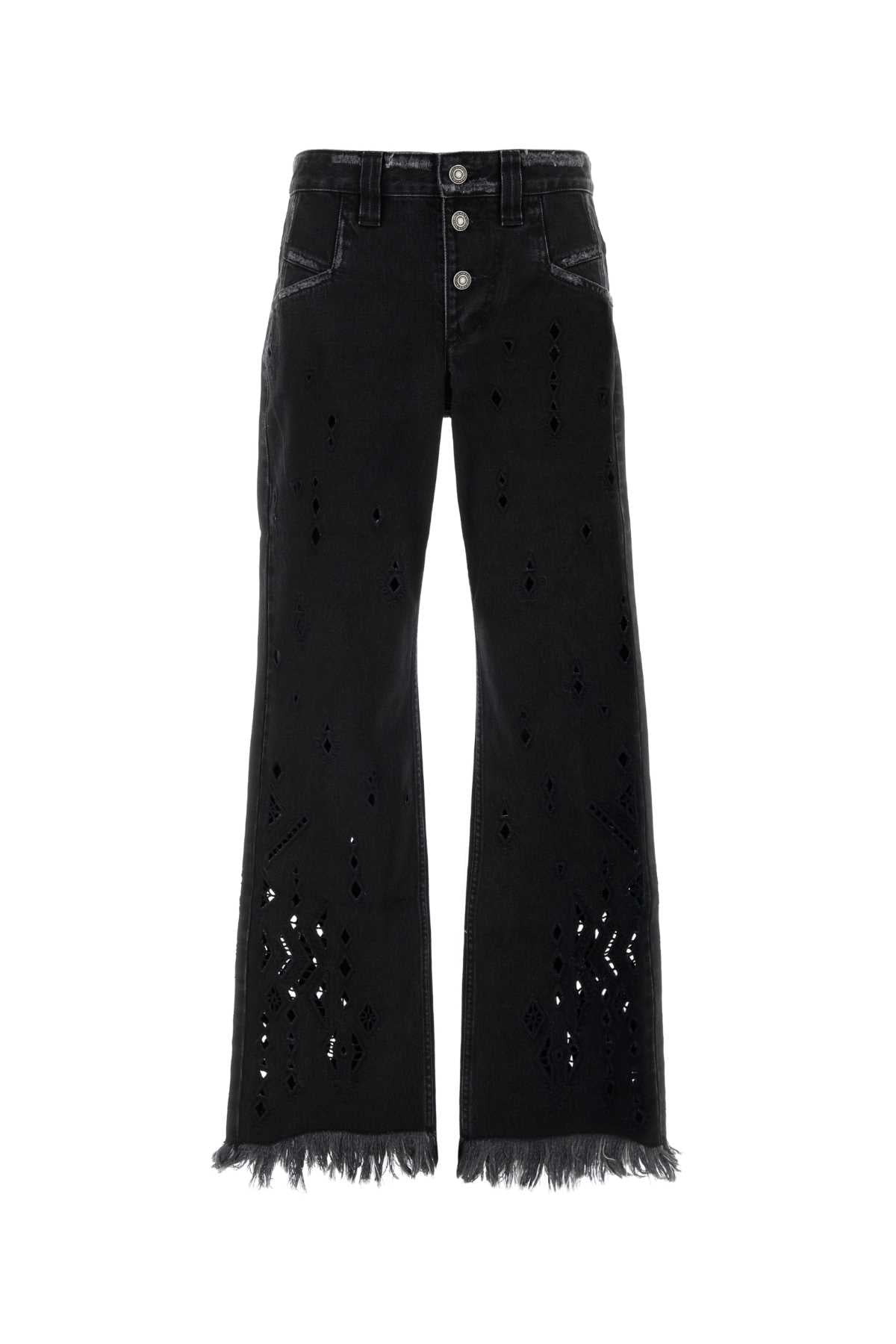 Isabel Marant Distressed Cotton Jeans — Black