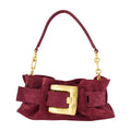 Balmain Suede Shoulder Bag — Burgundy