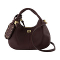 Ganni Grained Synthetic Mini Shoulder Bag — Brown