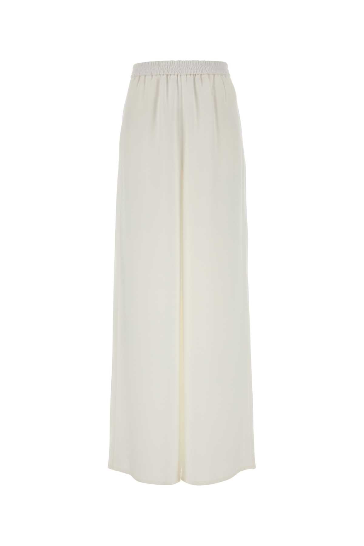 Max Mara 100% Silk Trousers — White