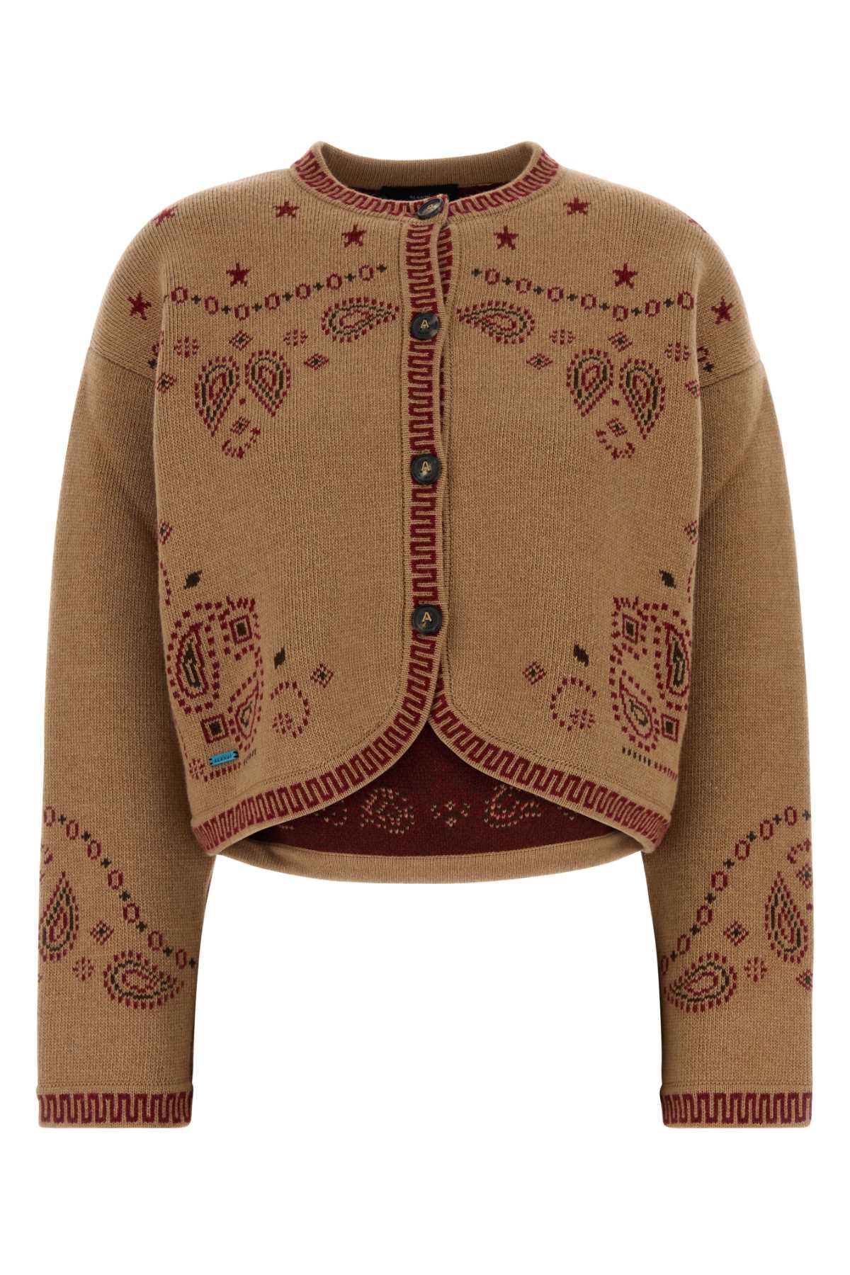 Alanui Jacquard Cardigan — Camel