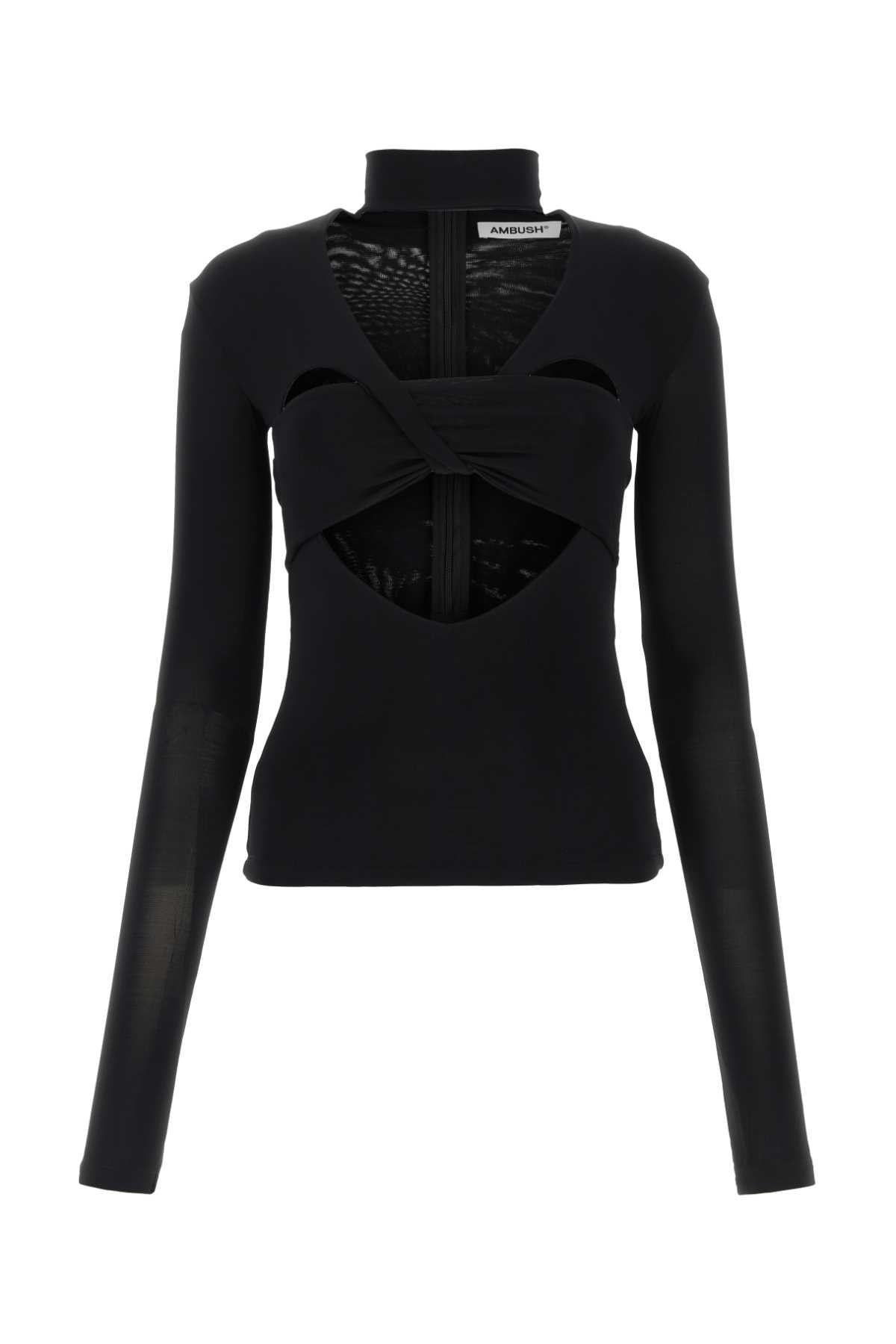 Ambush Cutout Viscose Top — Black