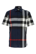 Burberry Embroidered Check Poplin Shirt — Navy