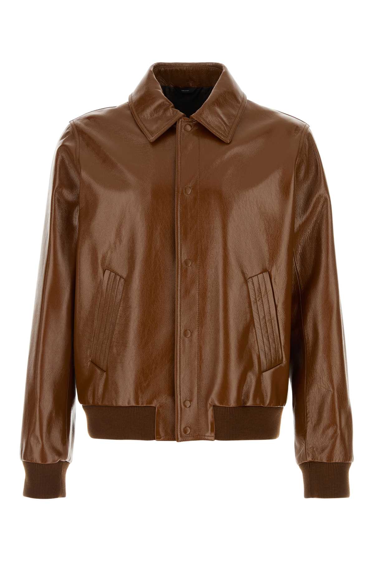 Fendi Calf Leather Leather Jacket — Brown