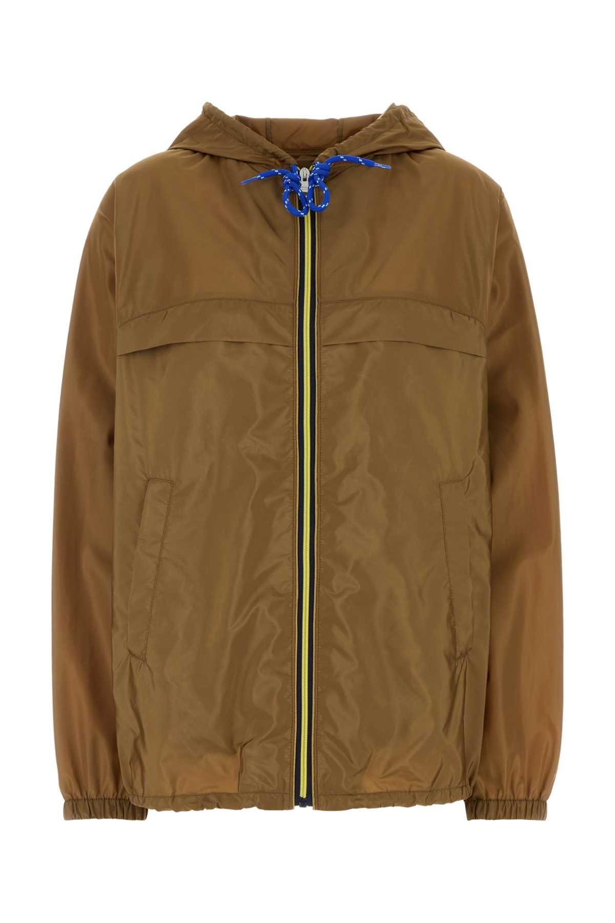 Prada Re-Nylon Hooded Jacket — Brown