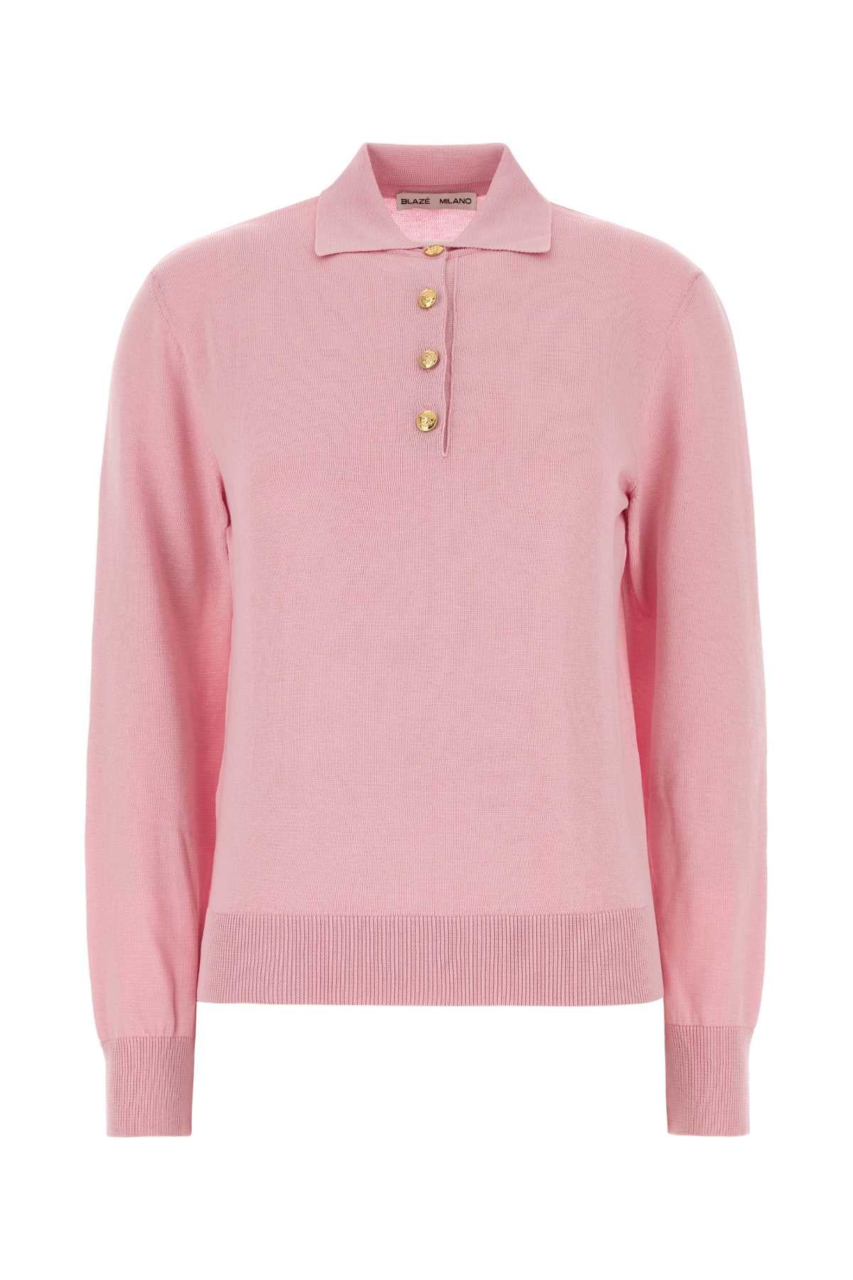 Blaze Silk-Blend Polo Shirt — Pink