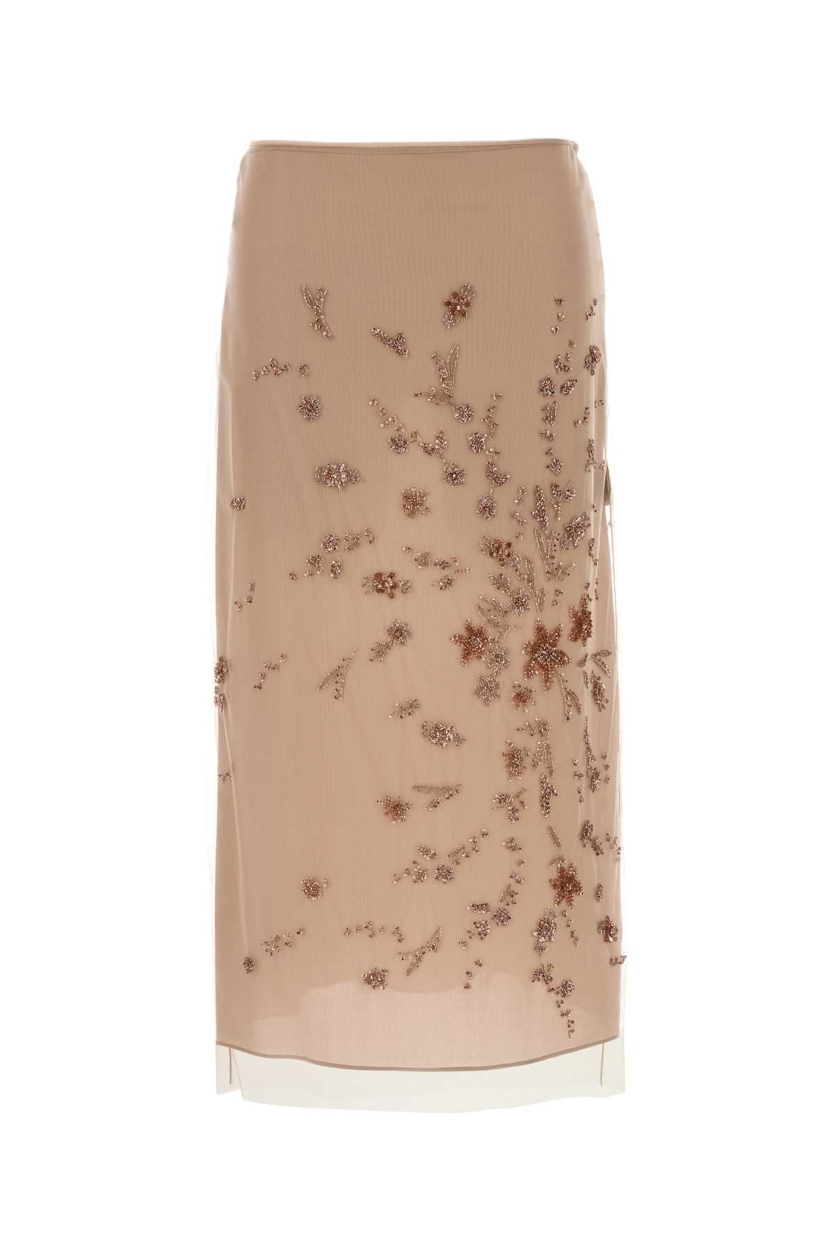 Fendi Beaded Tulle Skirt — Pink