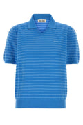 Miu Miu Striped Cotton Polo Shirt — Blue