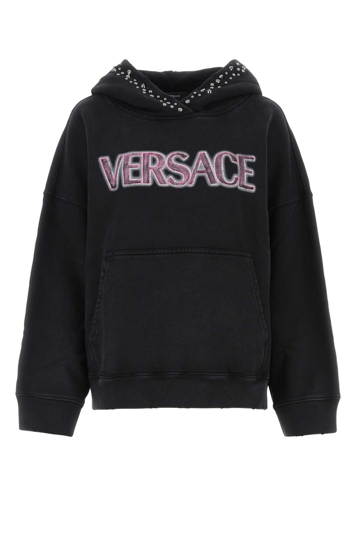 Versace Embroidered Logo Sweatshirt — Black