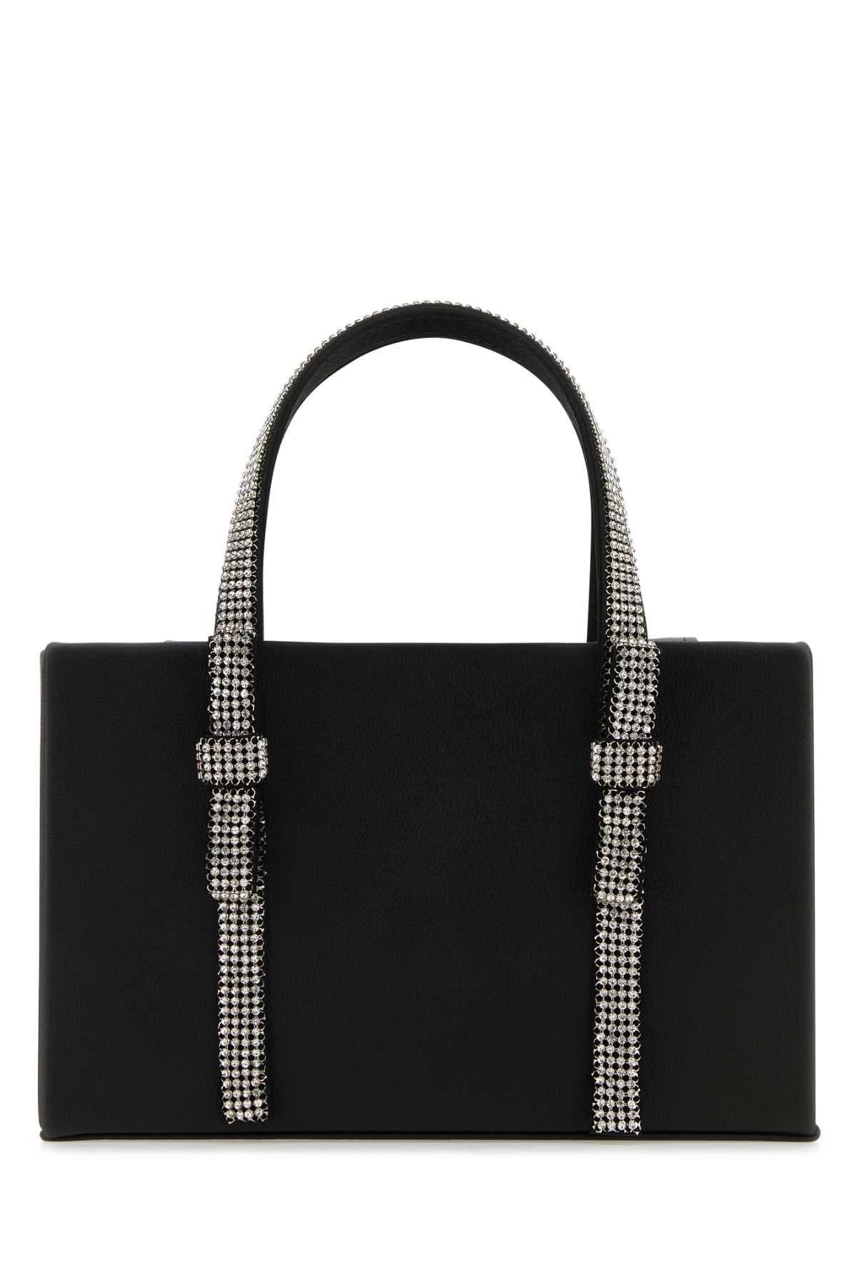 Kara Crystal-Embellished Handles Top Handle Bag — Black