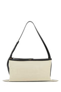 Jil Sander Two-Tone Canvas and Leather Shoulder Bag — Beige