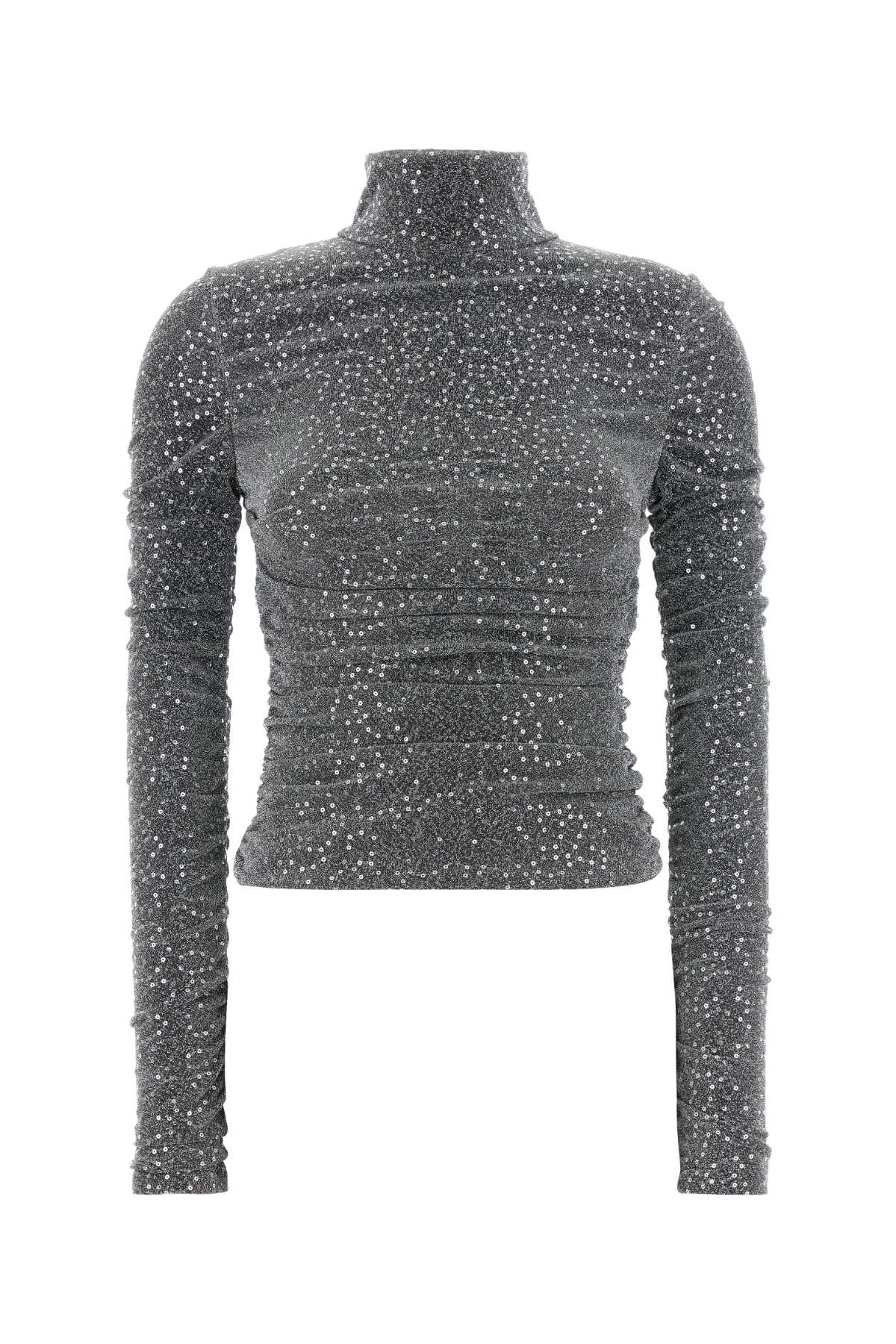 Dolce & Gabbana Sequin-Embellished Jersey Top — Silver