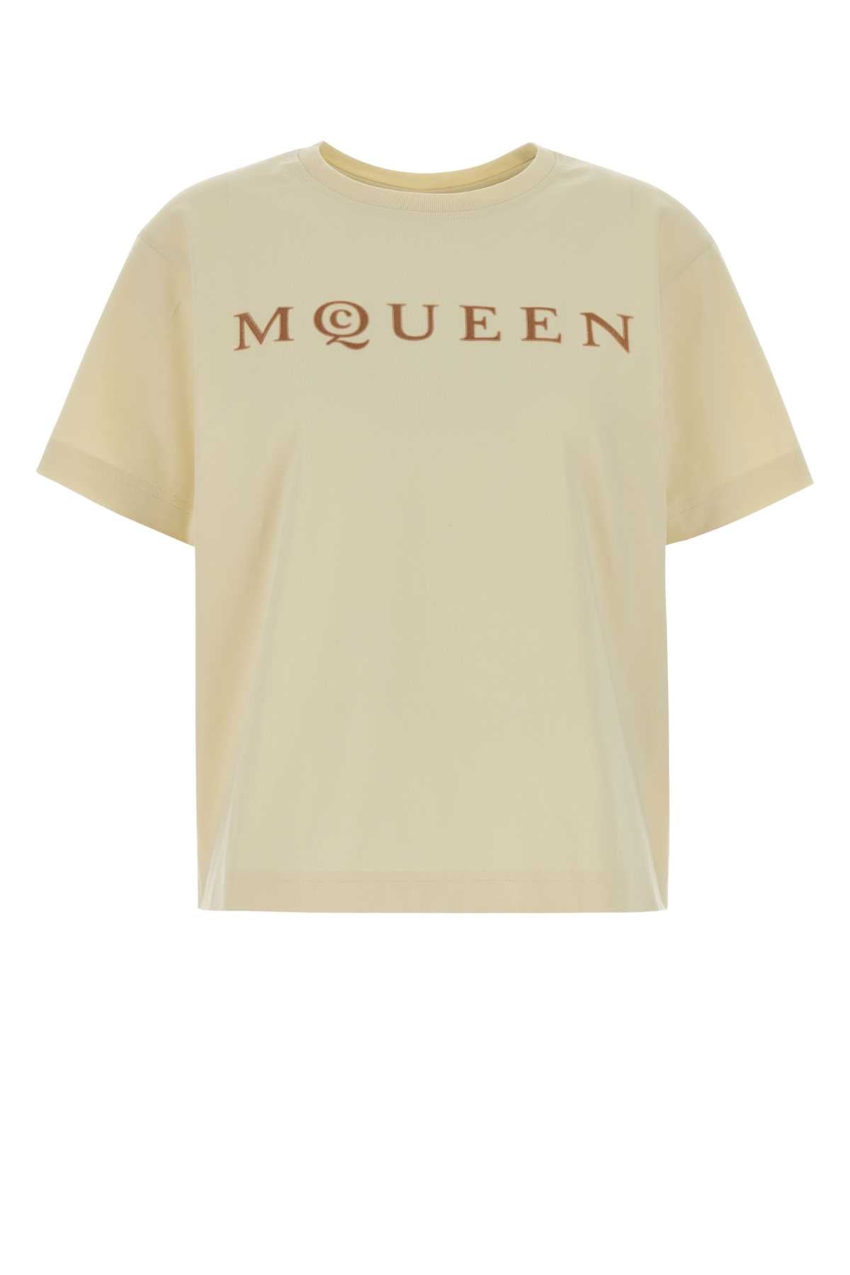 Alexander McQueen Logo-Embroidered Cotton T-Shirt — Beige