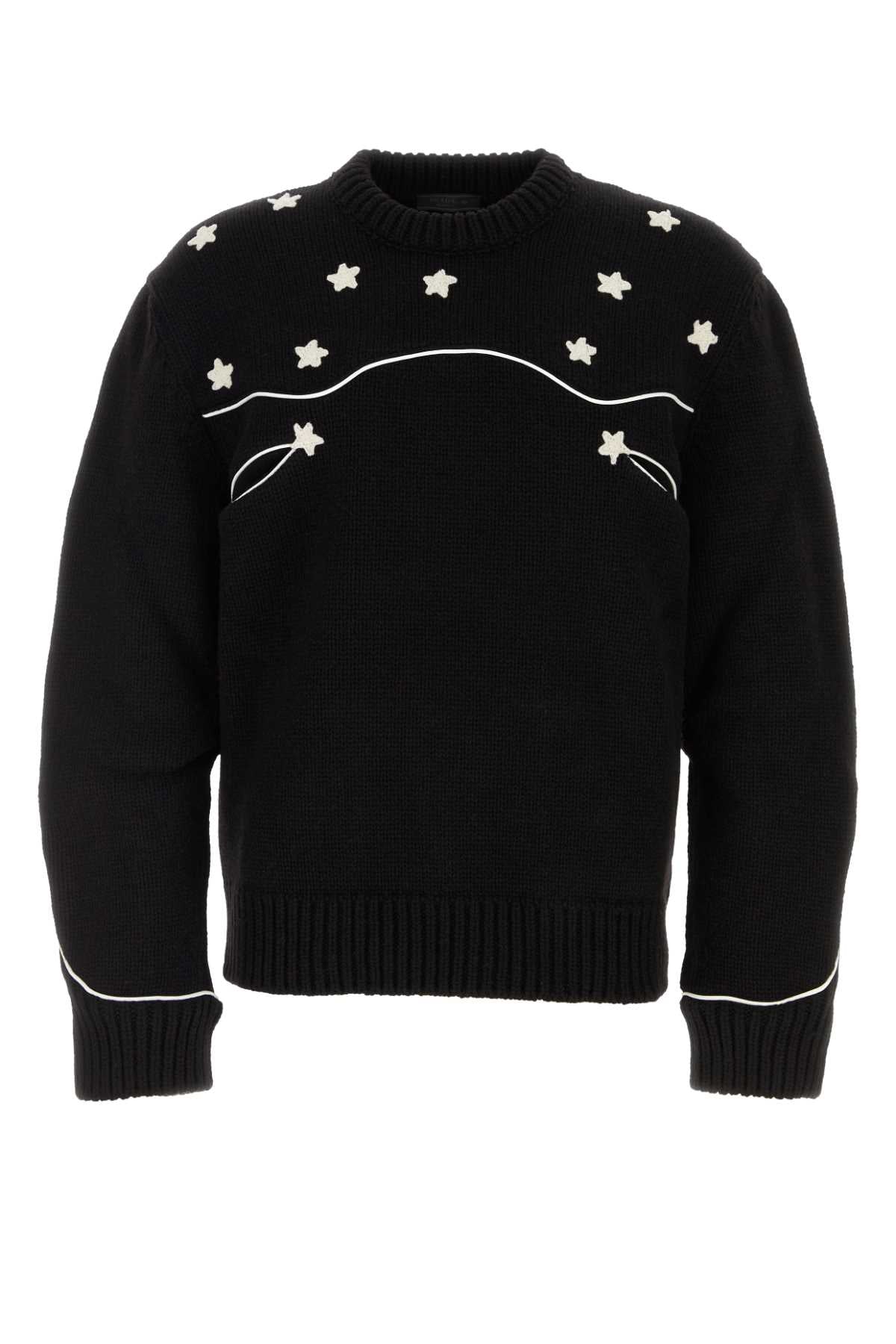 Prada Wool with Star Intarsia Sweater — Black