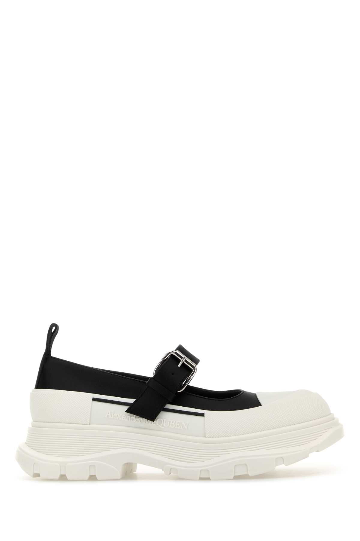 Alexander McQueen Two-Tone Leather and Rubber Ballet Flat — Black