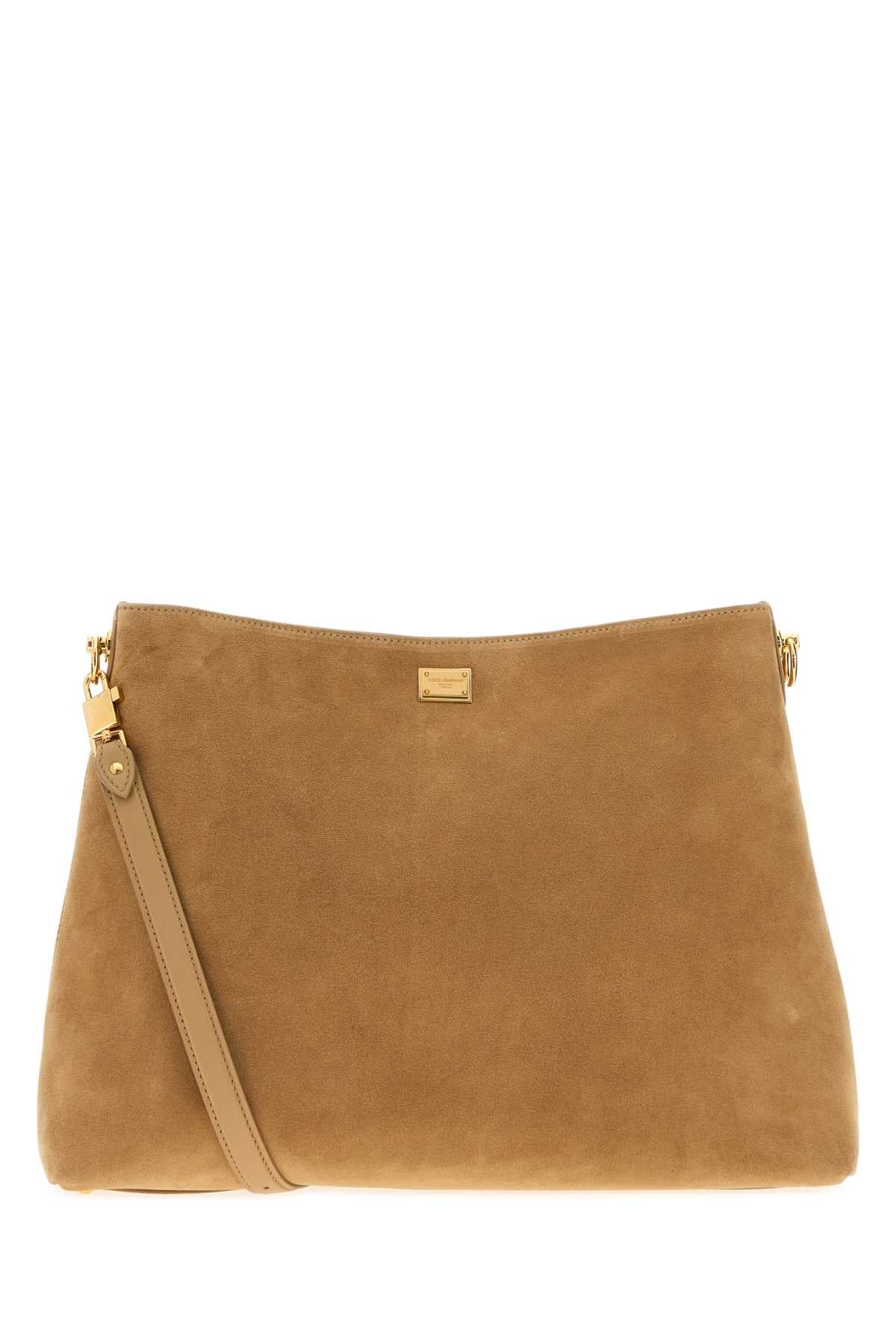 Dolce & Gabbana Suede Shoulder Bag — Beige