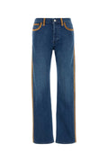Miu Miu Contrast-Trim Denim Jeans — Blue
