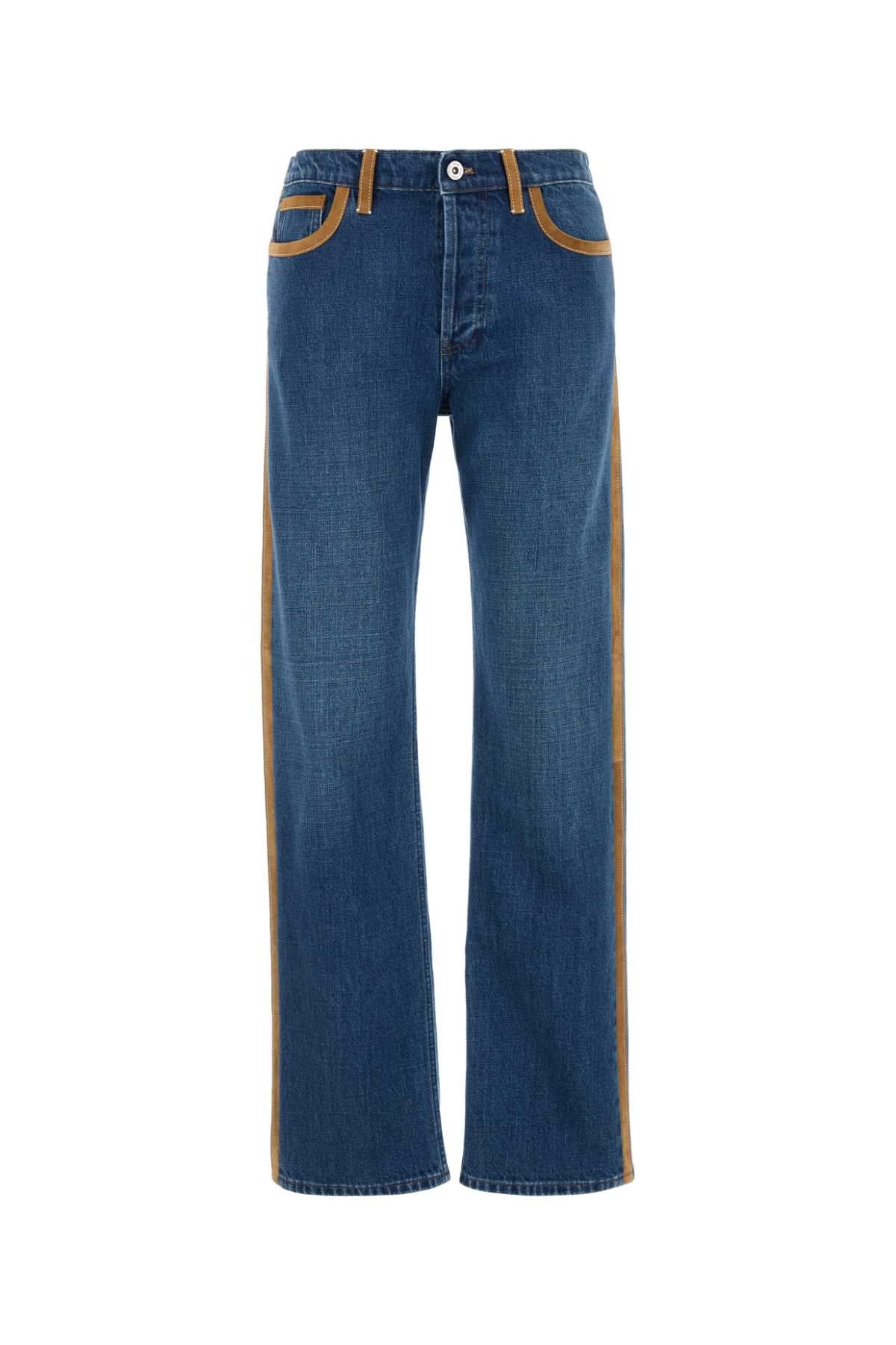 Miu Miu Contrast-Trim Denim Jeans — Blue