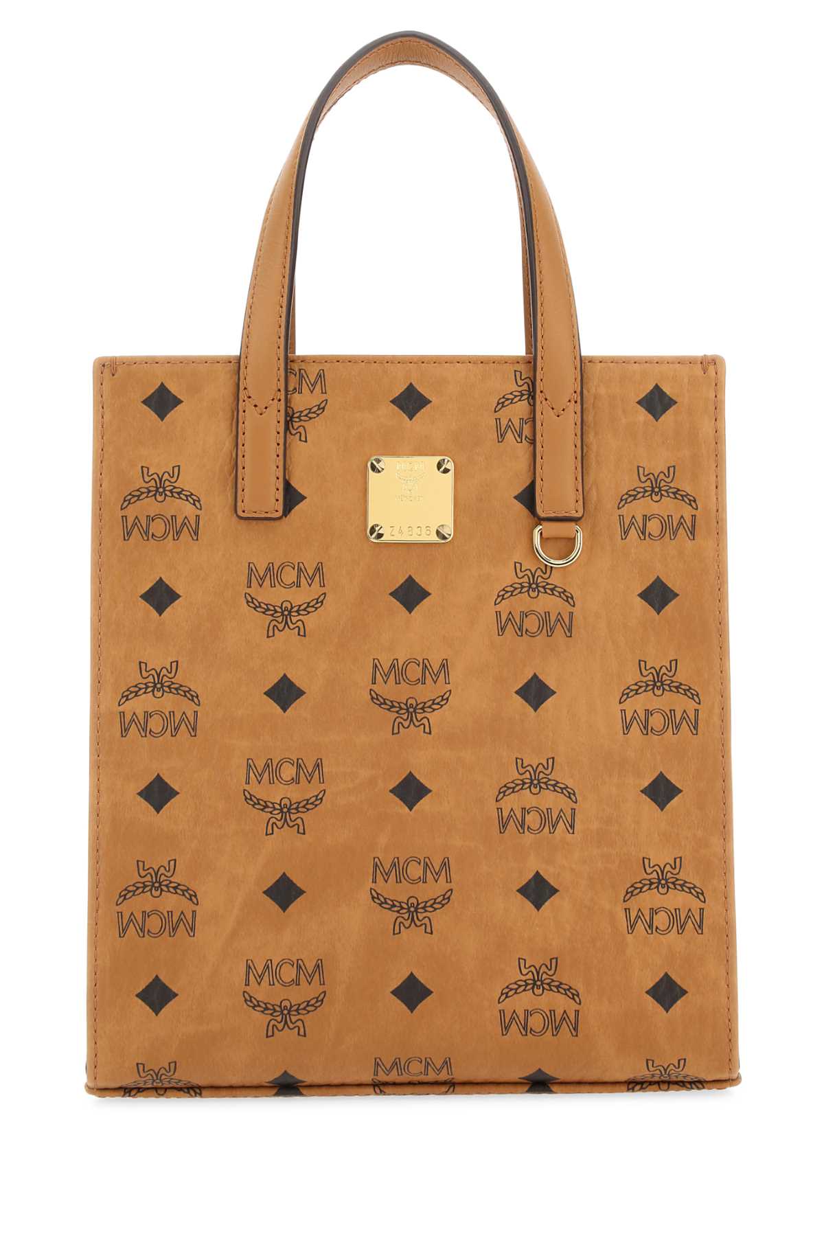 MCM Logo-Print Canvas Tote Bag — Beige