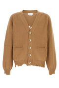 Alexander McQueen Distressed Cotton Cardigan — Beige