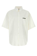 Balenciaga Logo-Embroidered Poplin Shirt — White