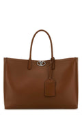 Valentino Garavani Leather Vlogo Tote Bag — Brown