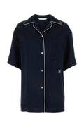 Palm Angels Contrast-Piped Bowling Shirt — Navy