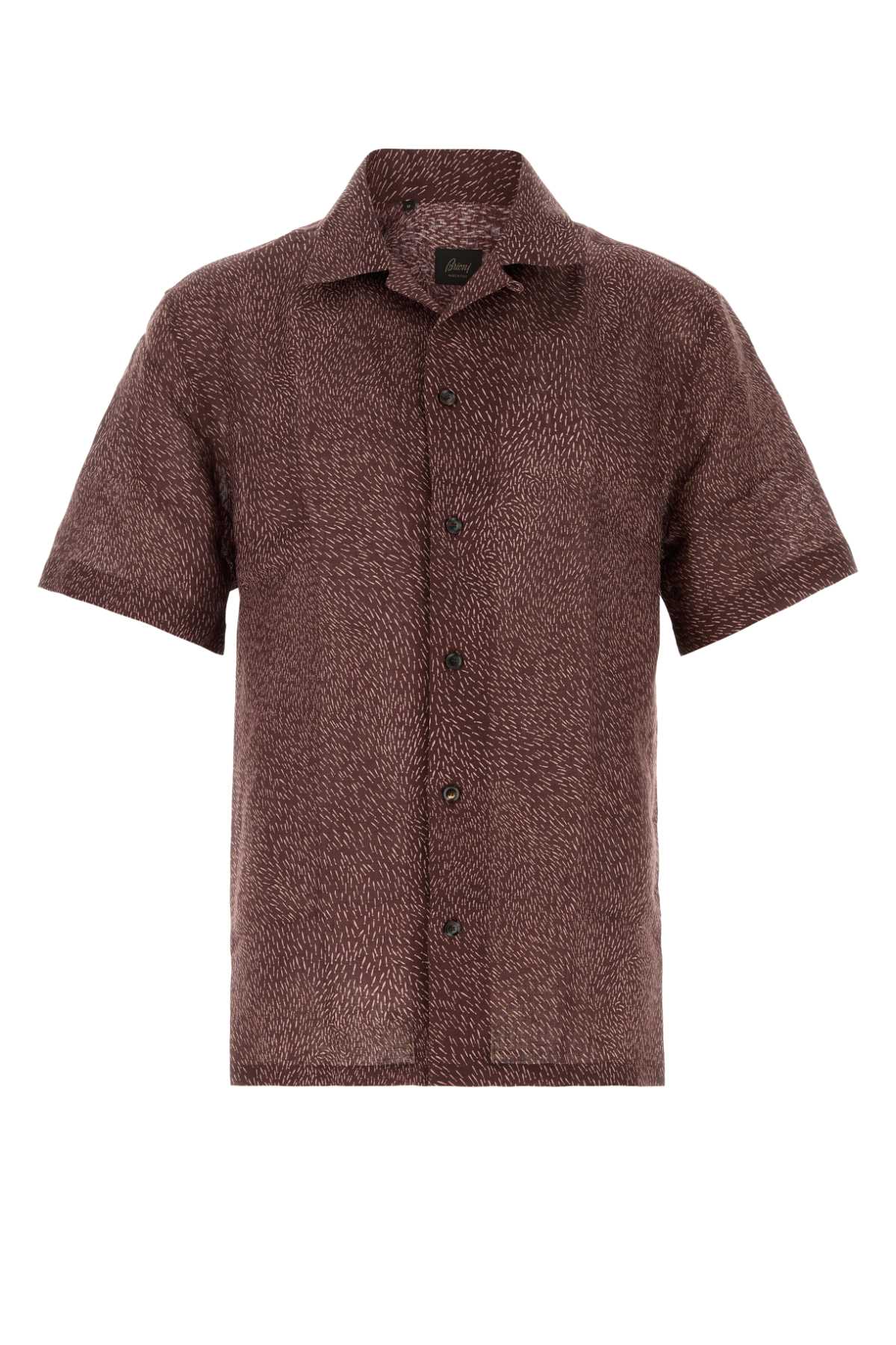 Brioni Printed Linen Shirt — Red