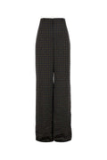 Saint Laurent Printed Satin Wide-Leg Trousers — Navy