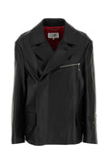 MM6 Maison Margiela Oversized Leather Leather Jacket — Black