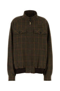 Miu Miu Houndstooth Wool Jacket — Brown