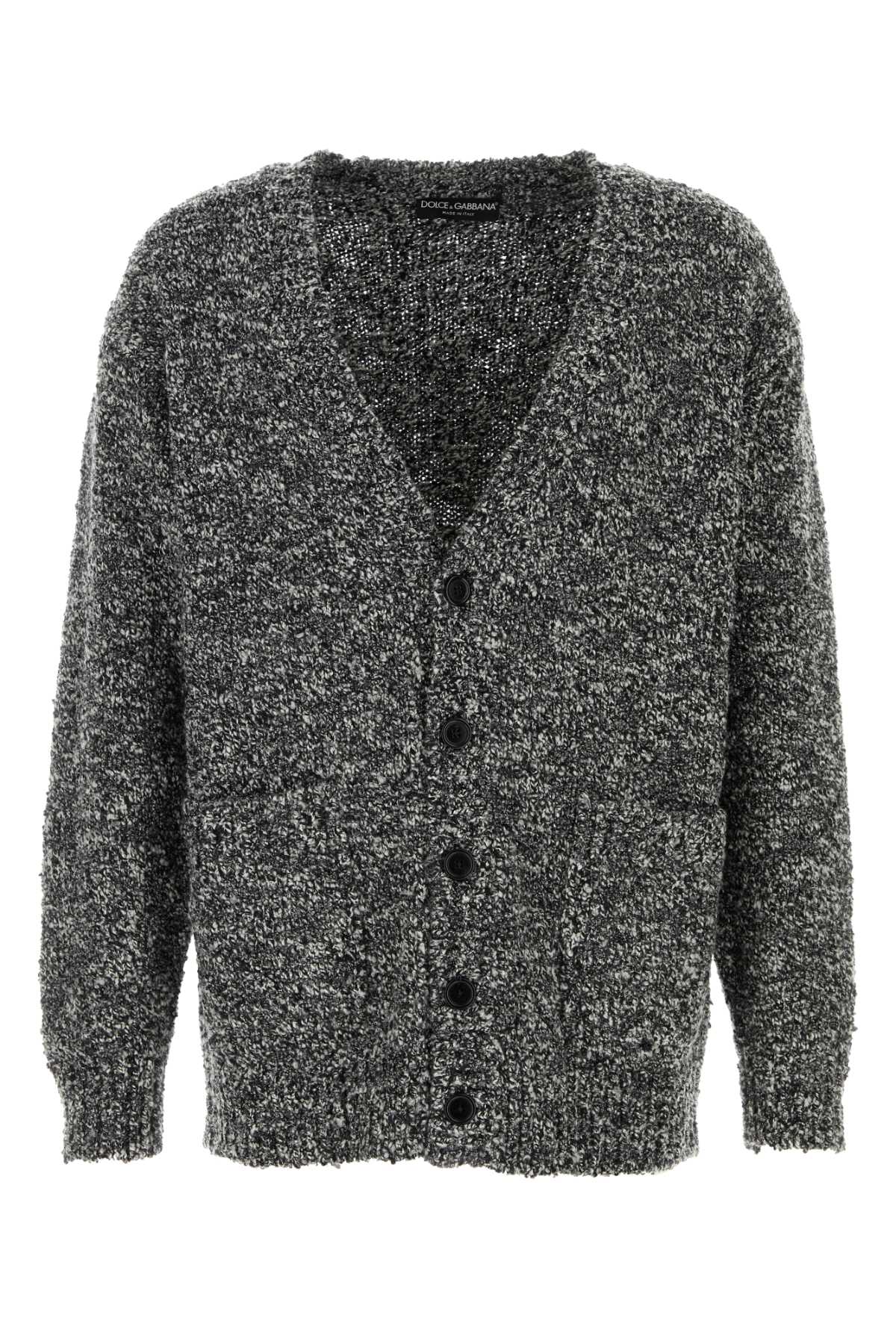 Dolce & Gabbana Virgin Wool-Nylon Melange Cardigan — Gray
