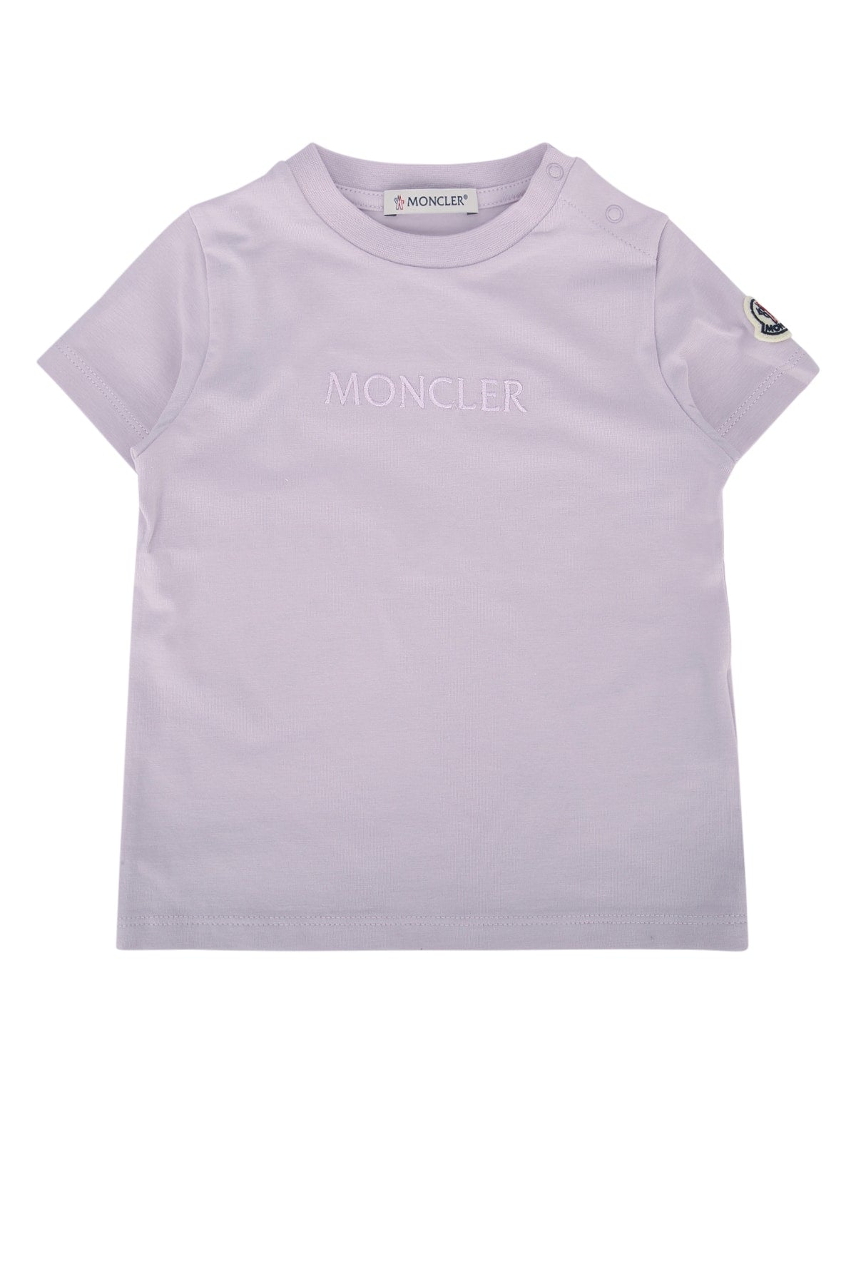 Moncler Jr Logo-Embroidered T-Shirt — Purple