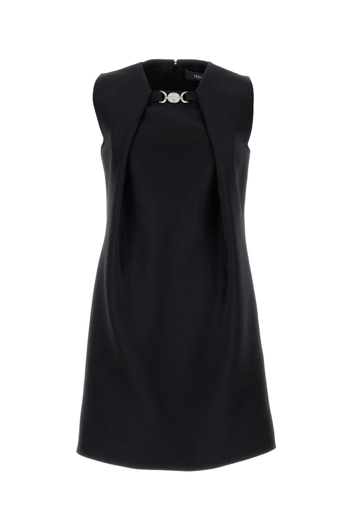 Versace Wool and Silk A-Line Dress — Black