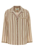 Saint Laurent Striped Cotton Shirt — Beige