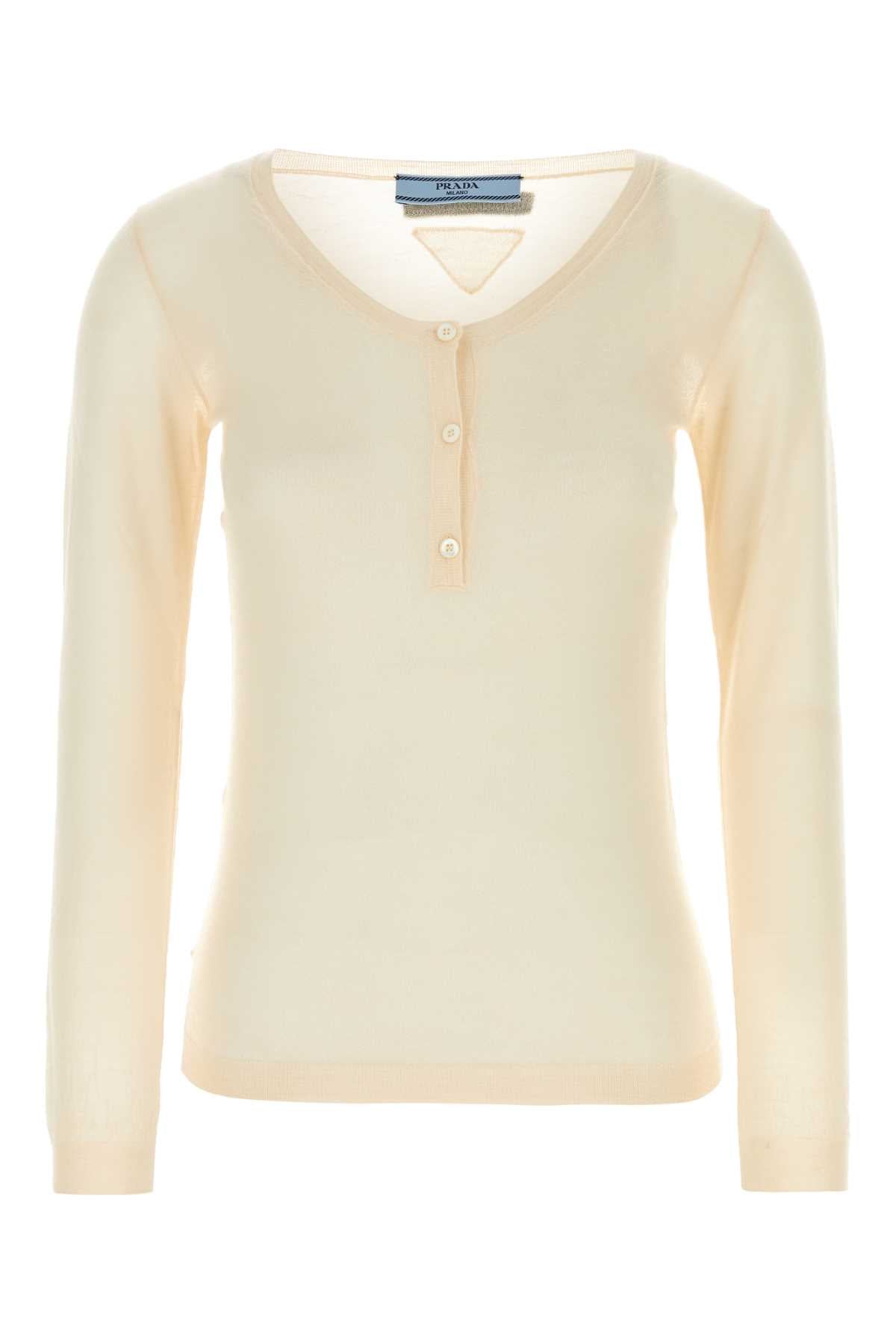 Prada Cashmere Silk Blend Sweater — Beige
