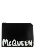 Alexander McQueen Logo-Print Leather Document Wallet — Black