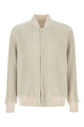Homme Plisse' Issey Miyake Pleated Polyester Bomber Jacket — Ivory