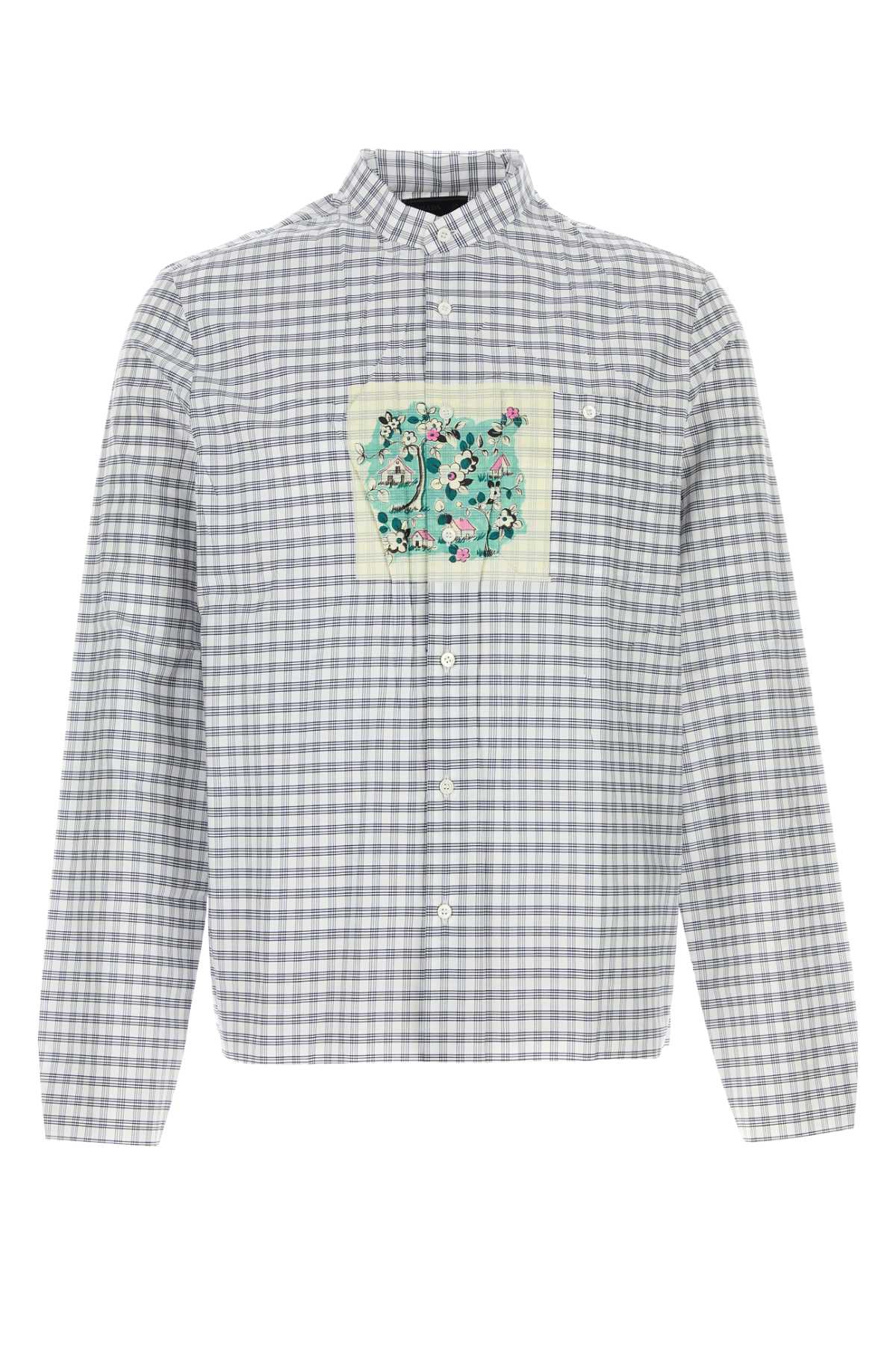 Prada Embroidered Cotton Shirt — Blue