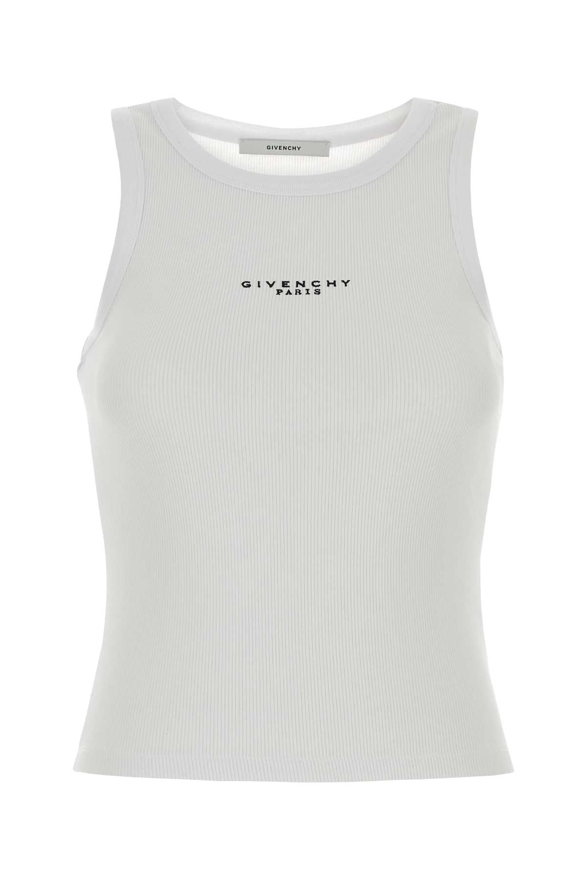 Givenchy Ribbed Cotton Blend Tank Top — White