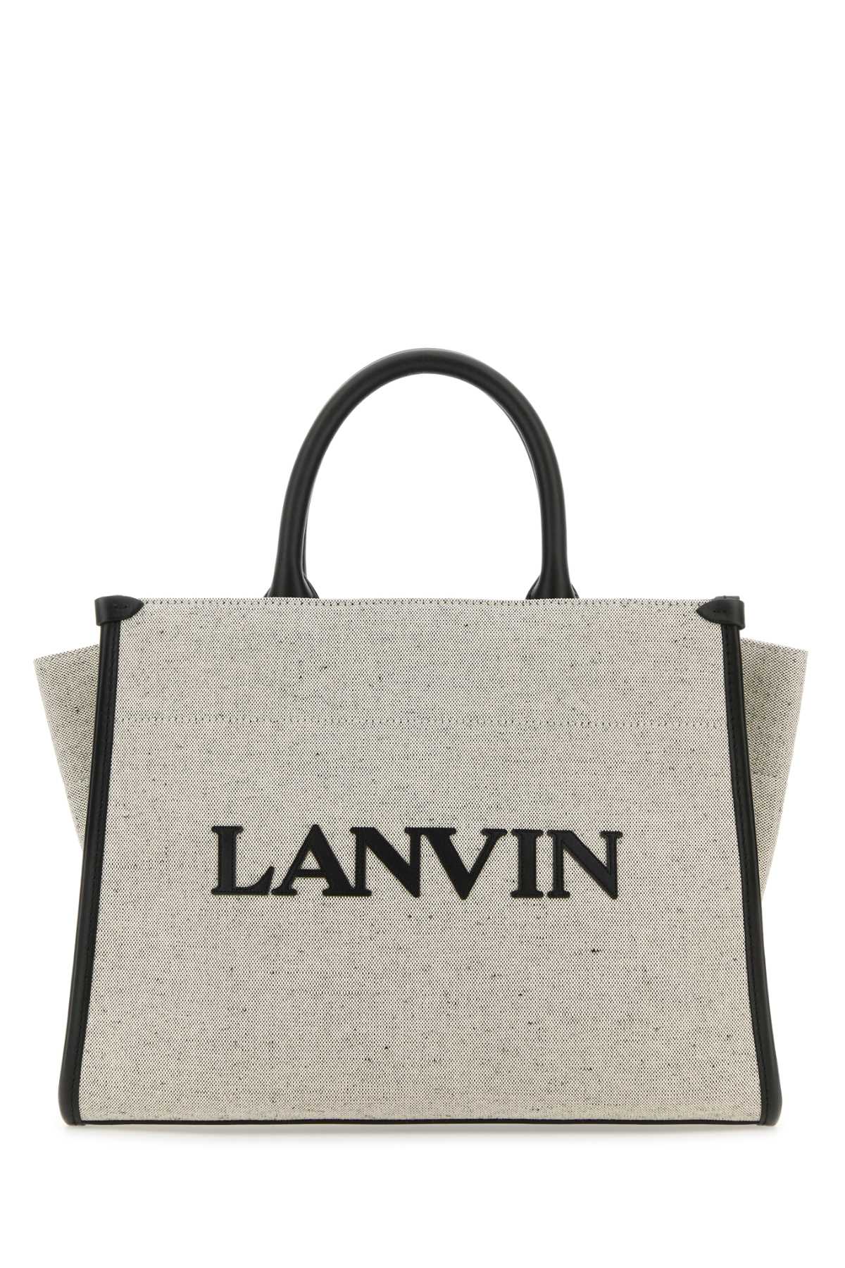 Lanvin Two-Tone Canvas Tote Bag — Beige