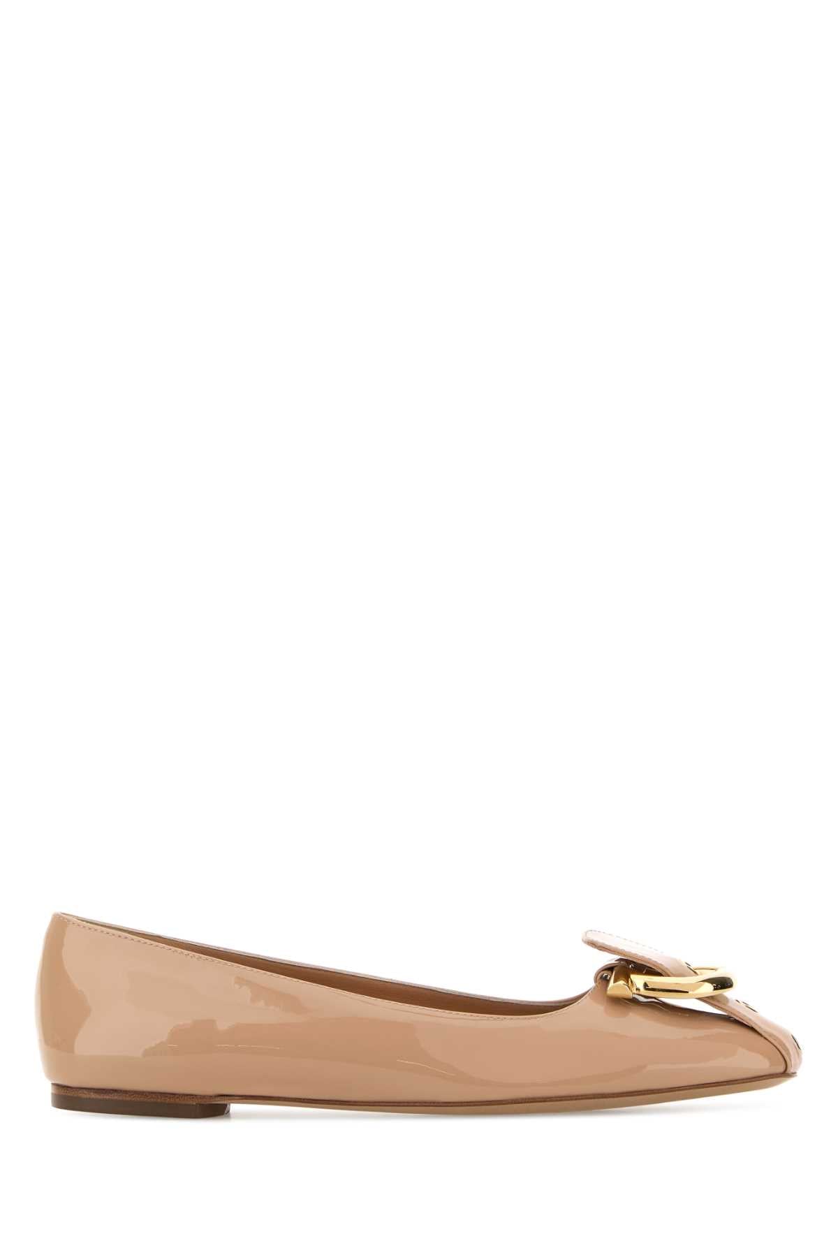 Ferragamo Oxide Ballet Flat — Beige