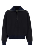 Jil Sander Half-Zip Cotton Sweater — Black