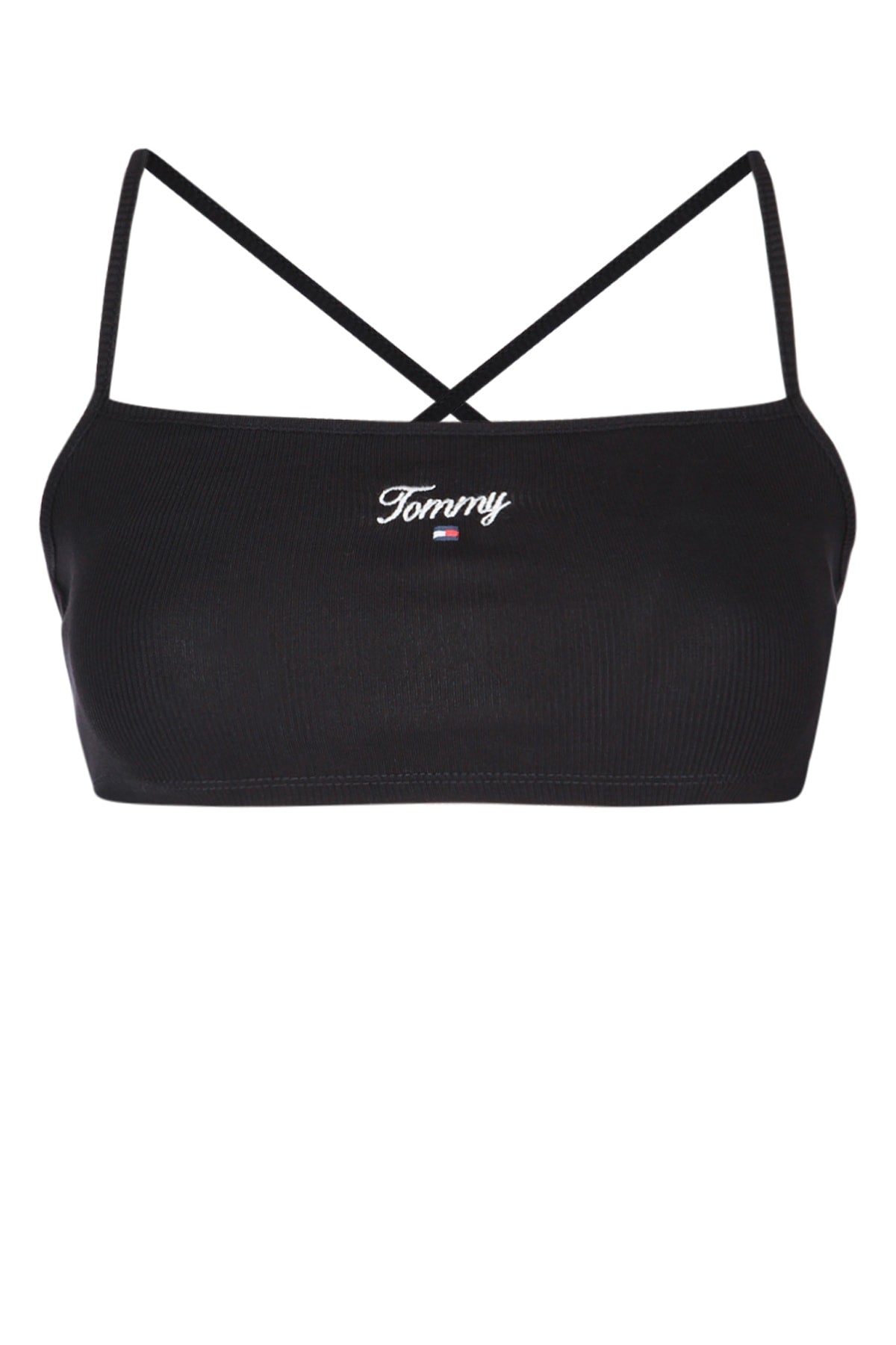 Tommy Hilfiger Jeans Logo-Embroidered Ribbed Tank Top — Black