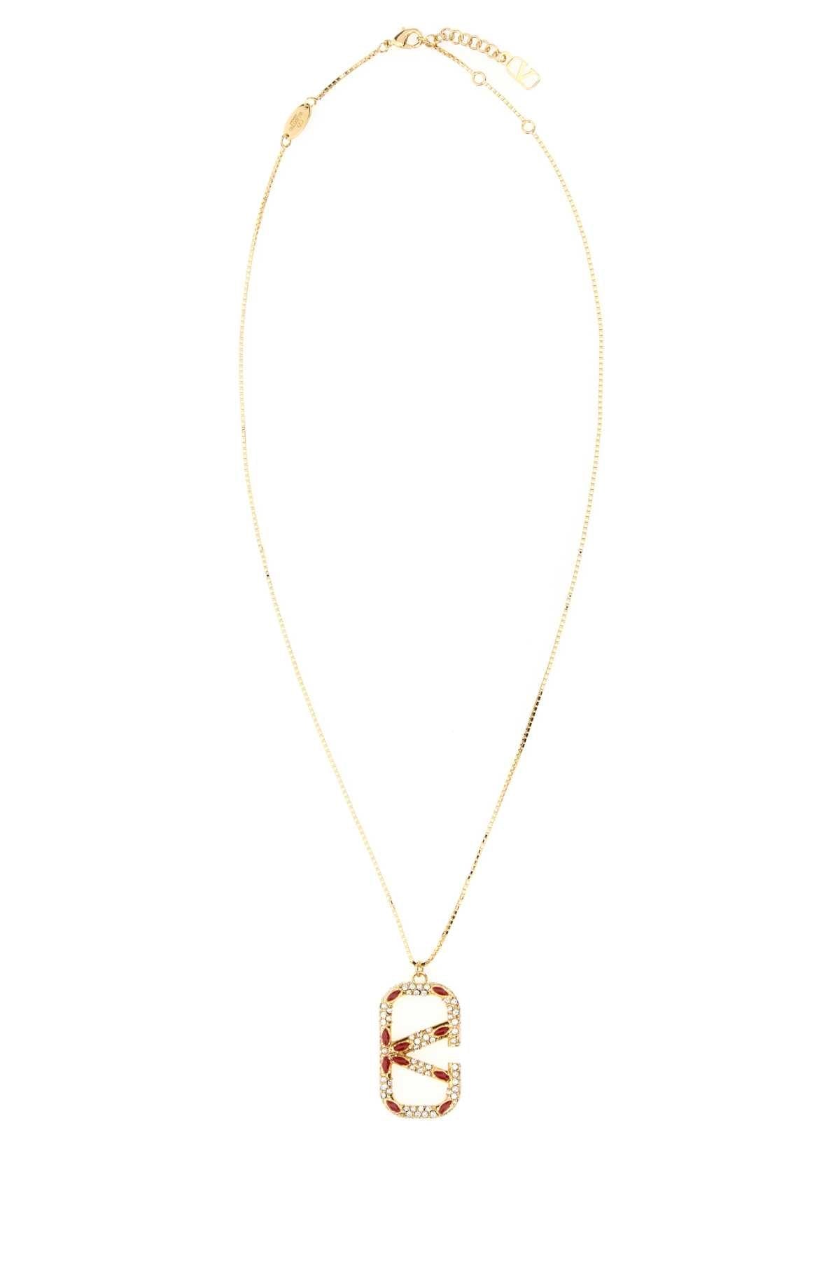 Valentino Garavani Metal VLogo Pendant Necklace — Gold
