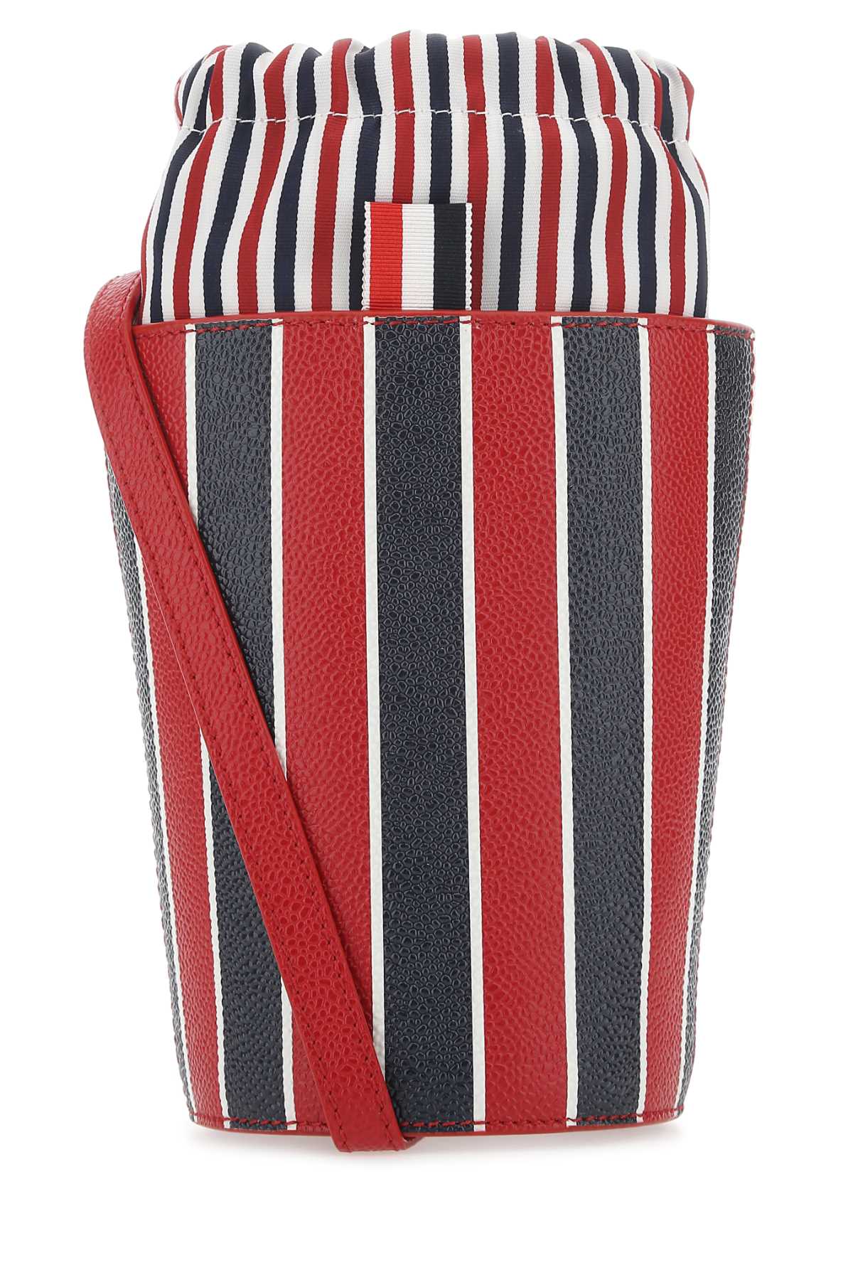 Bolso bombonera de piel de becerro a rayas Thom Browne - Rojo