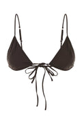 Prada Stretch Poplin Triangle Bikini Top — Brown